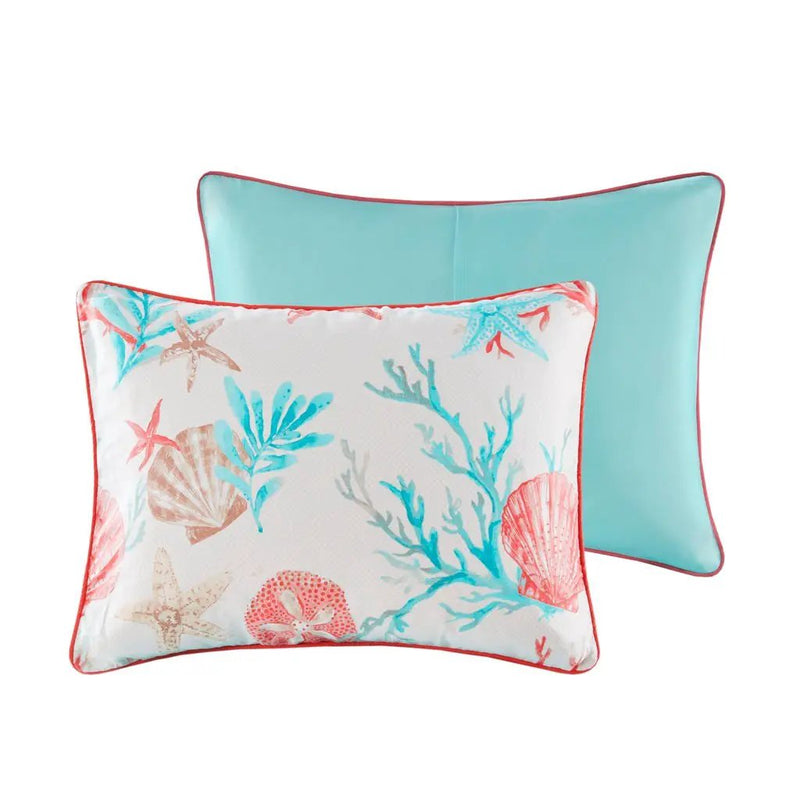 7 Piece Cotton Sateen Comforter Set Coral King by HouseOfZazla