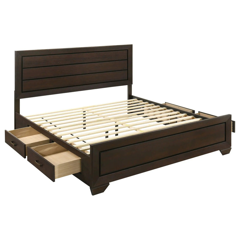 Kauffman Wood Eastern King Storage Panel Bed Dark Cocoa by Unique Piece Furniture