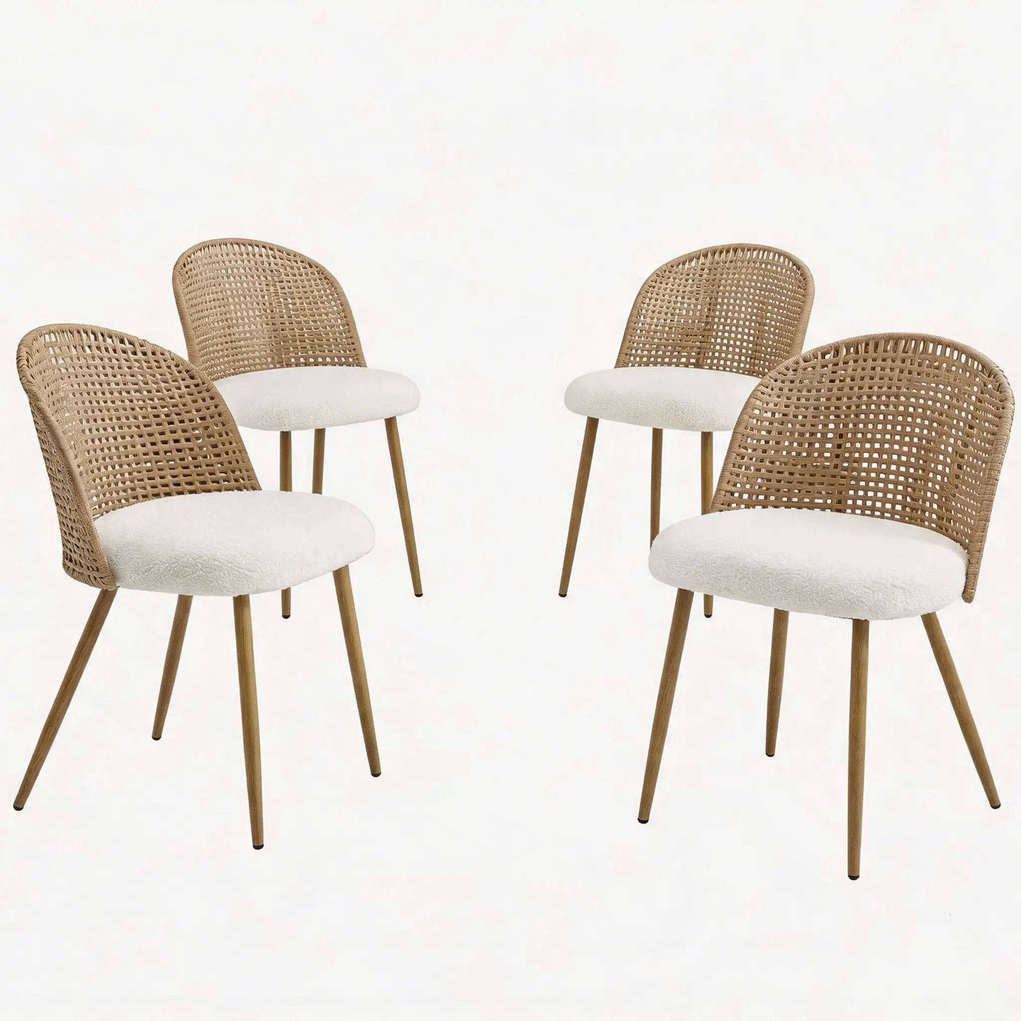 Round Wooden Dining Table + 4 Chairs Set by HouseOfZazla
