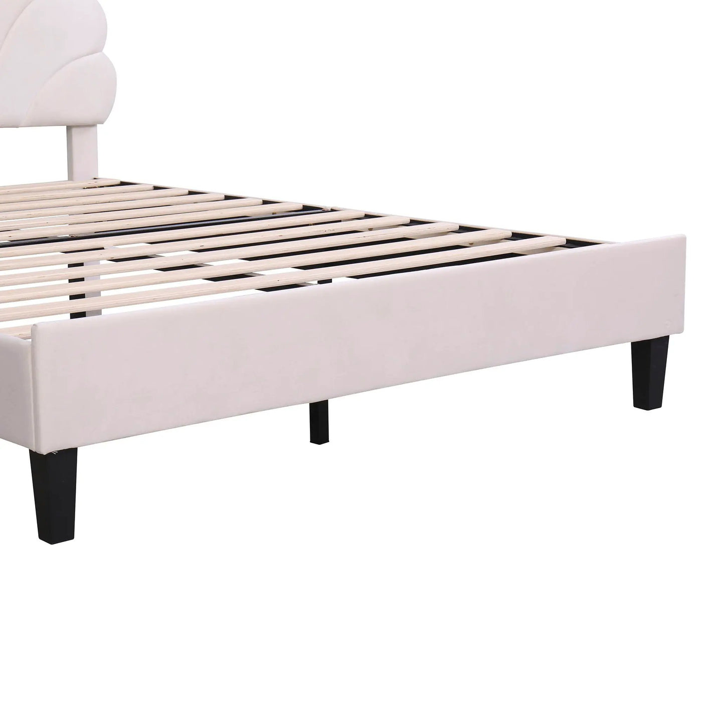 Upholstered Platform Bed With Flower Pattern Headboard by Unique Piece Furniture