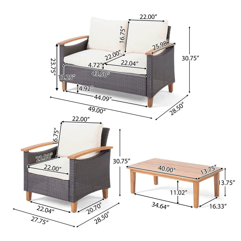 Isla Transitional Chat Set With Water Resistant Cushions - Teak by HouseOfZazla