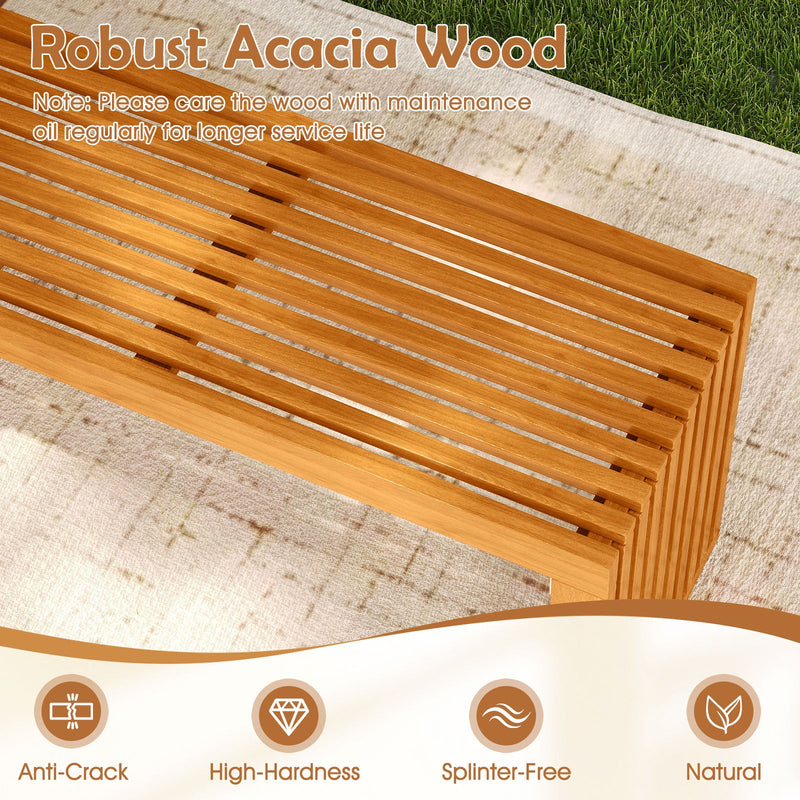 36 Inch Patio Bench All-Slat Acacia Wood Loveseat by DirectDeals