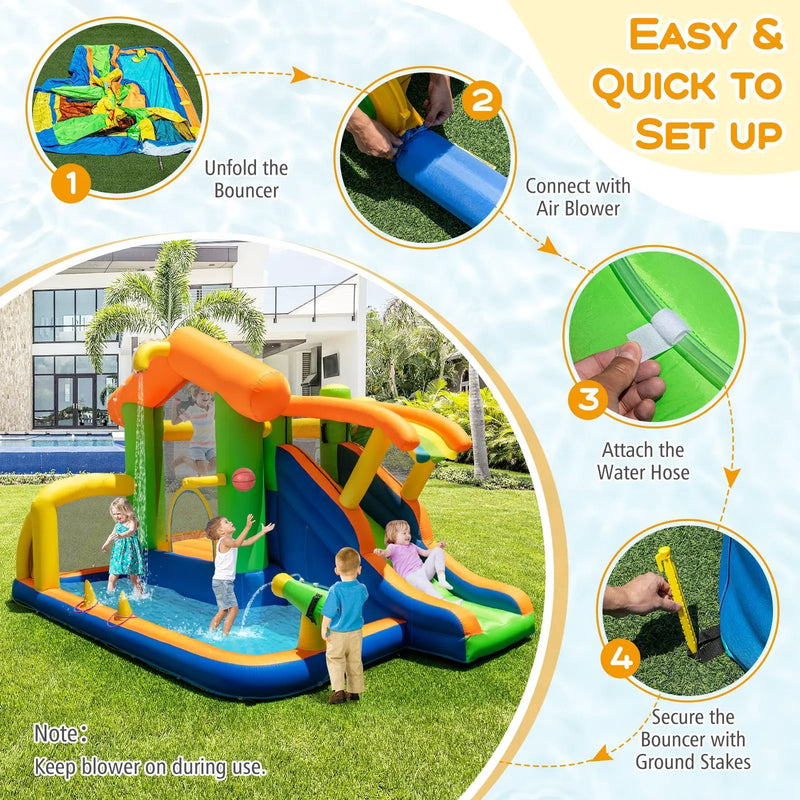8-in-1 Jumping Castle with Slide and 480W Blower by DirectDeals