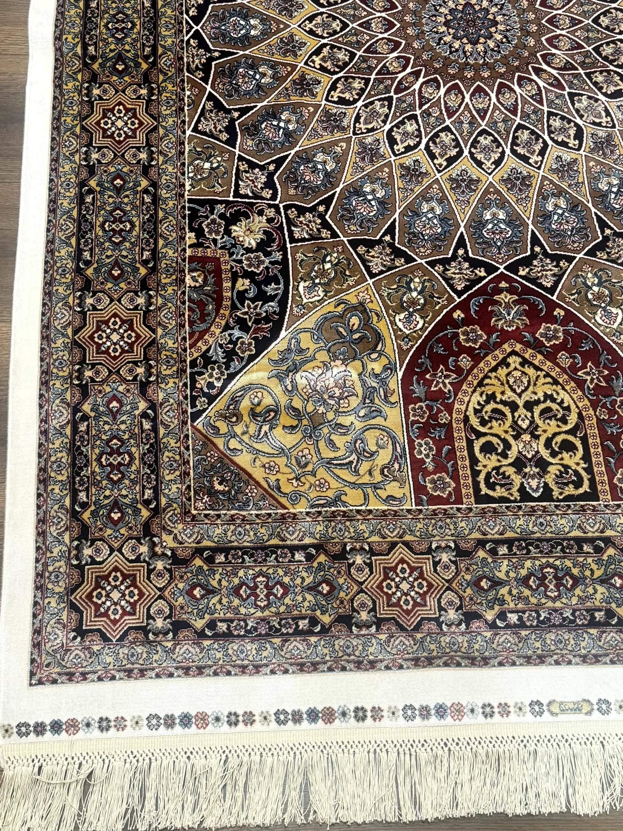 Turkish Silk Rug 4x6, Dome Design, Memluk Carpet, Bamboo Silk, New by Jewel Rugs