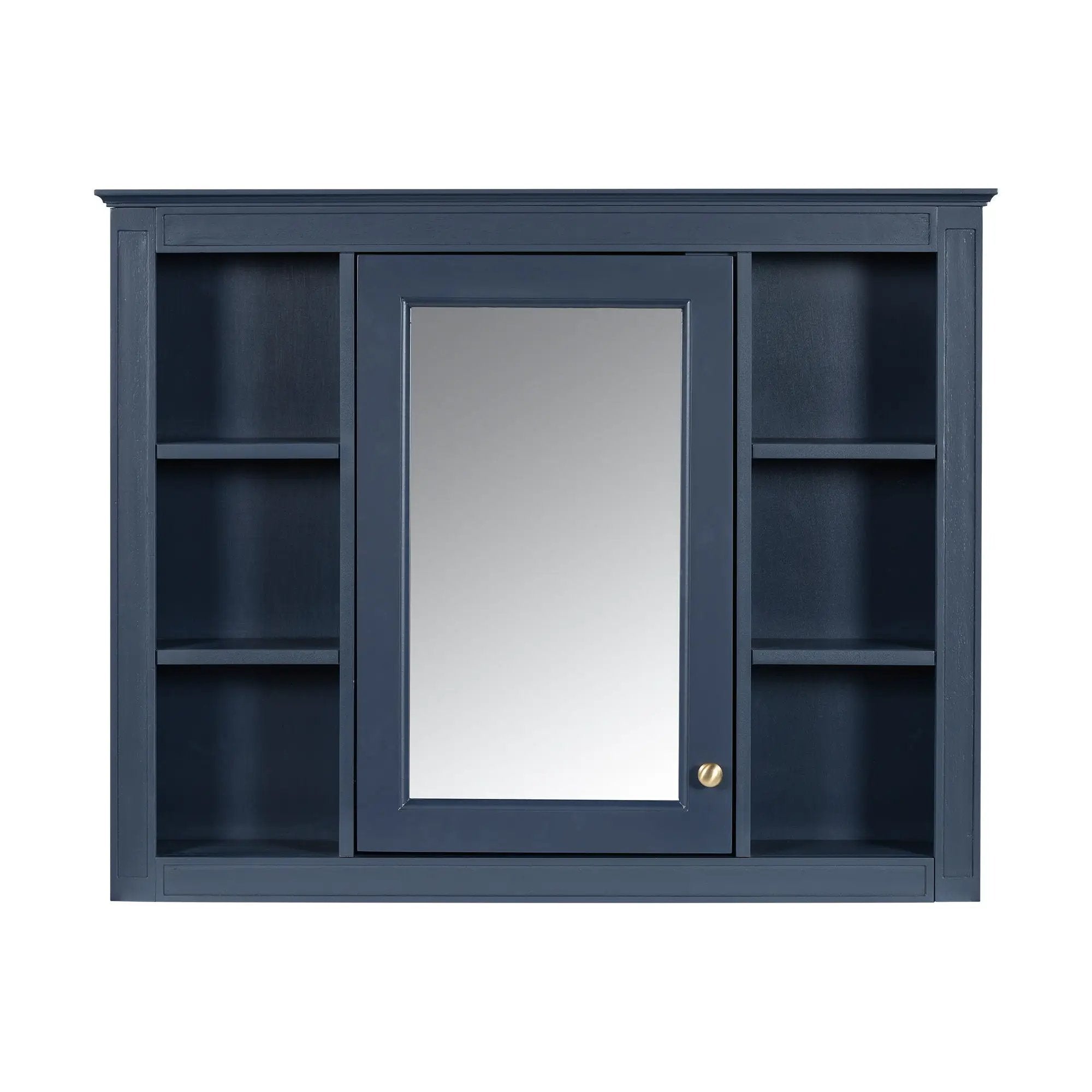 Wall Mounted Medicine Cabinet With Mirror, Storage Cabinet Featuring 6 Open Shelves And Adjustable Interior by HouseOfZazla