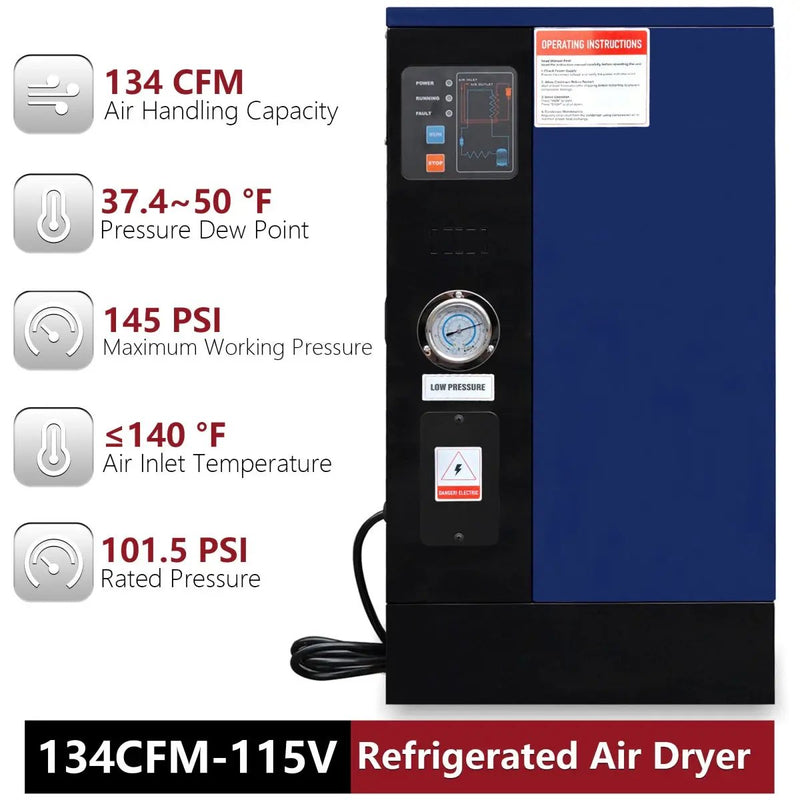 134CFM Refrigerated Air Dryer for 20HP & 30HP Compressors by Chery Industrial