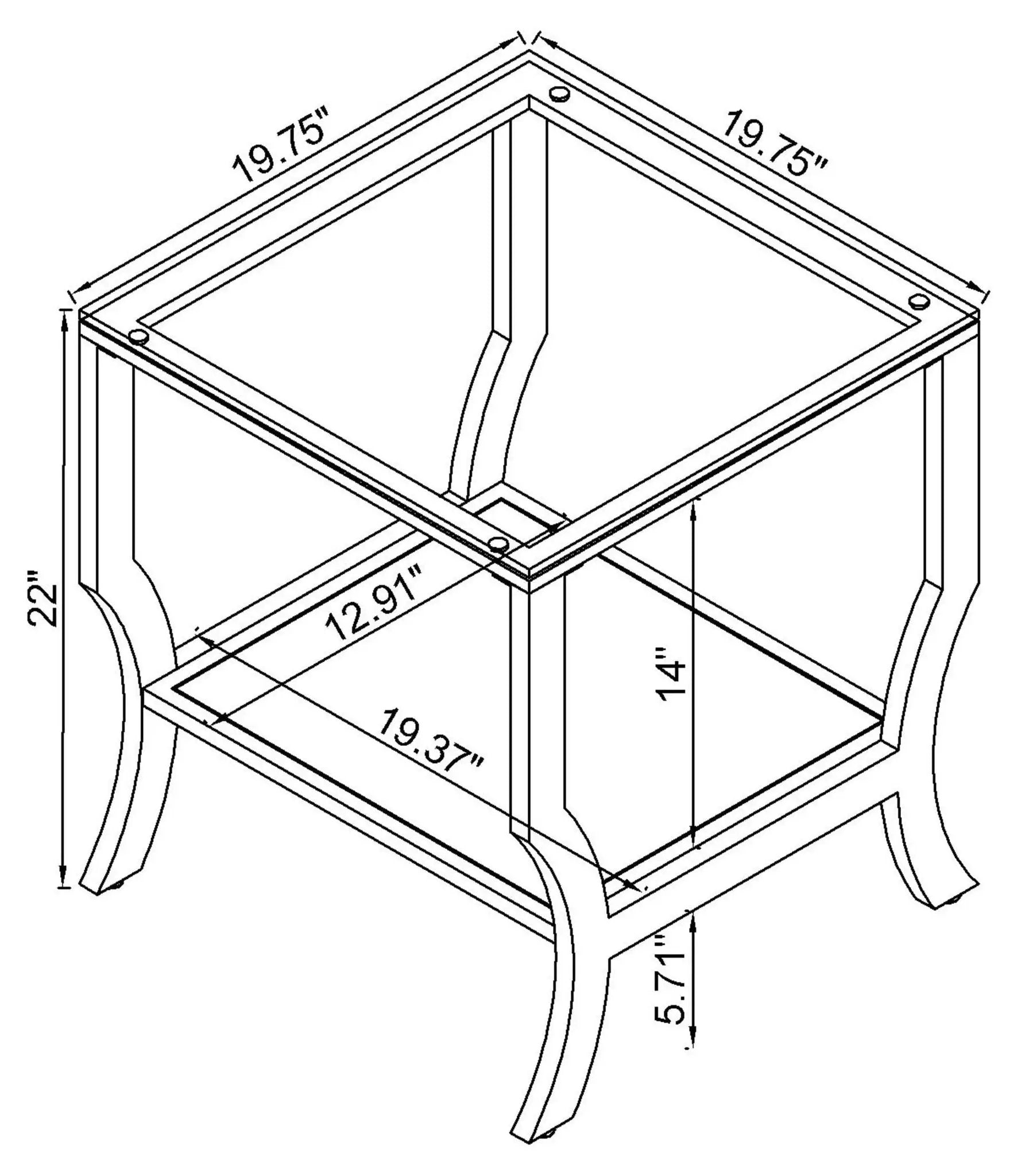 Saide Square Glass Top Side End Table Chrome by Unique Piece Furniture