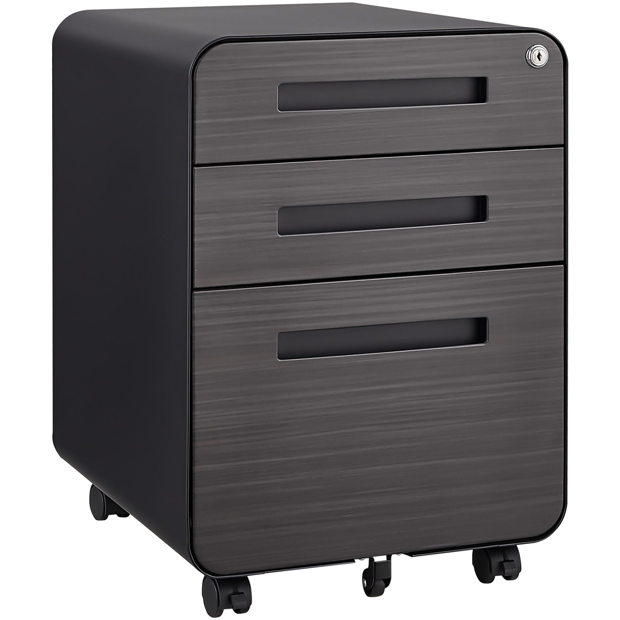 3 Drawer Mobile File Cabinet Under Desk Office, Simple Style Versatile Storage Cabinet For Legal / Letter / A4 Files, 5 Wheel Design Anti-Tilting Cold Rolled Steel Waterproof Moisture-Proof by Unique Piece Furniture