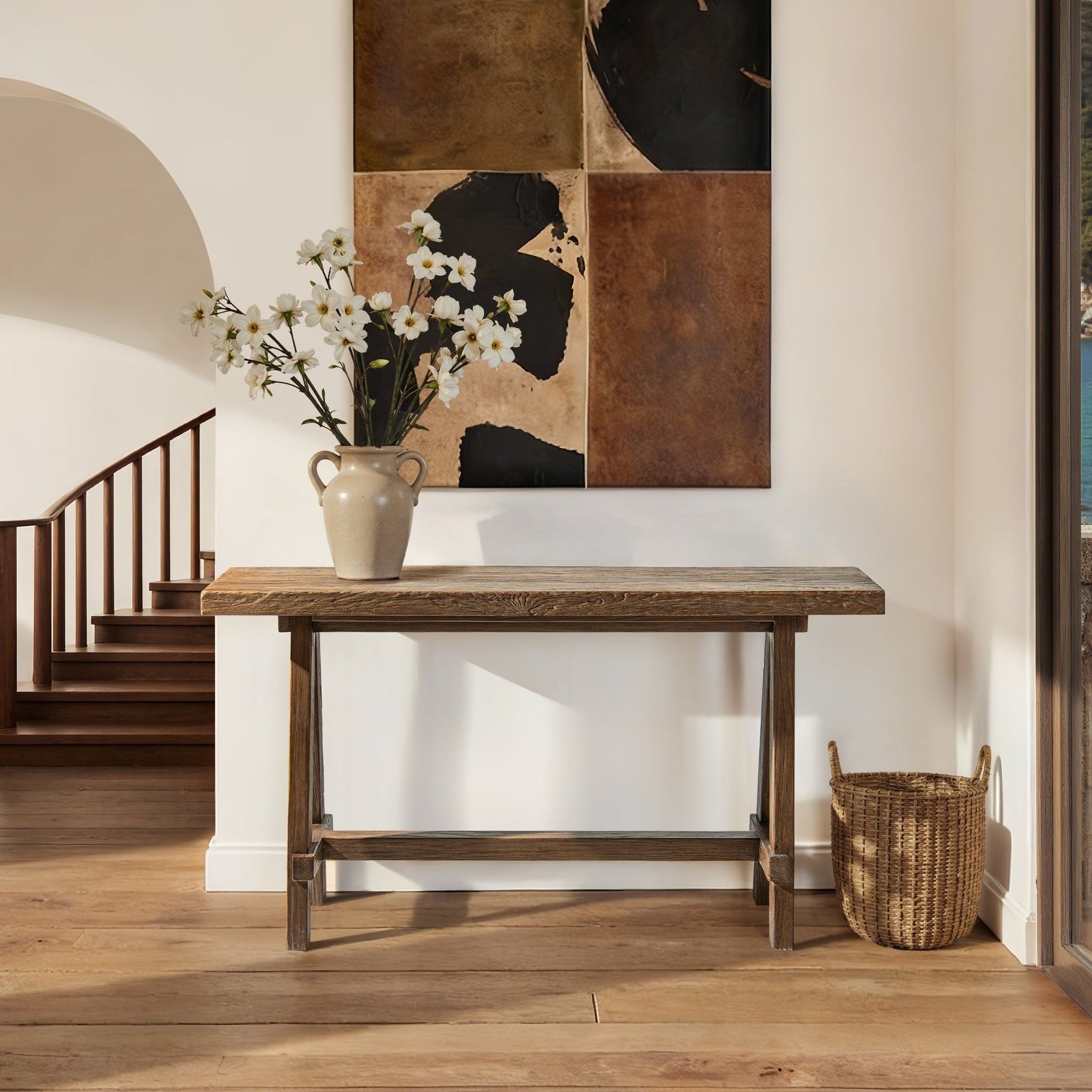 Hawthorne 60'' Solid Reclaimed Elm Trestle Console Table by HouseOfZazla