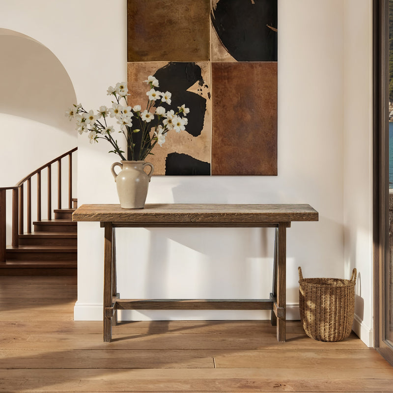 Hawthorne 60'' Solid Reclaimed Elm Trestle Console Table by HouseOfZazla