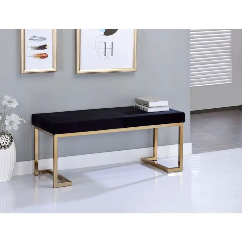 Boice - Bench - Black Fabric & Champagne by Unique Piece Furniture