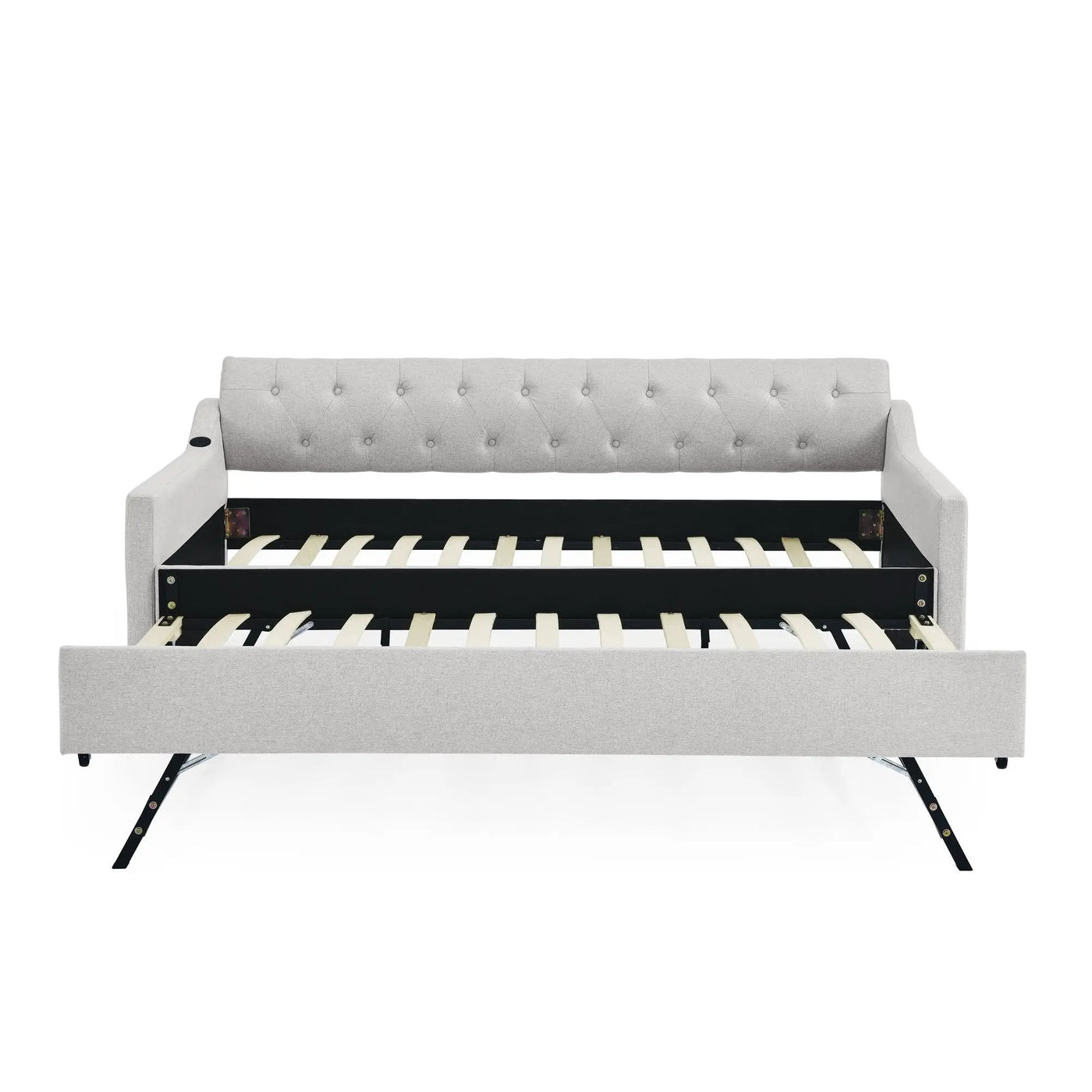 Size Upholstered Daybed With Trundle And USB Charging Armrest by Unique Piece Furniture