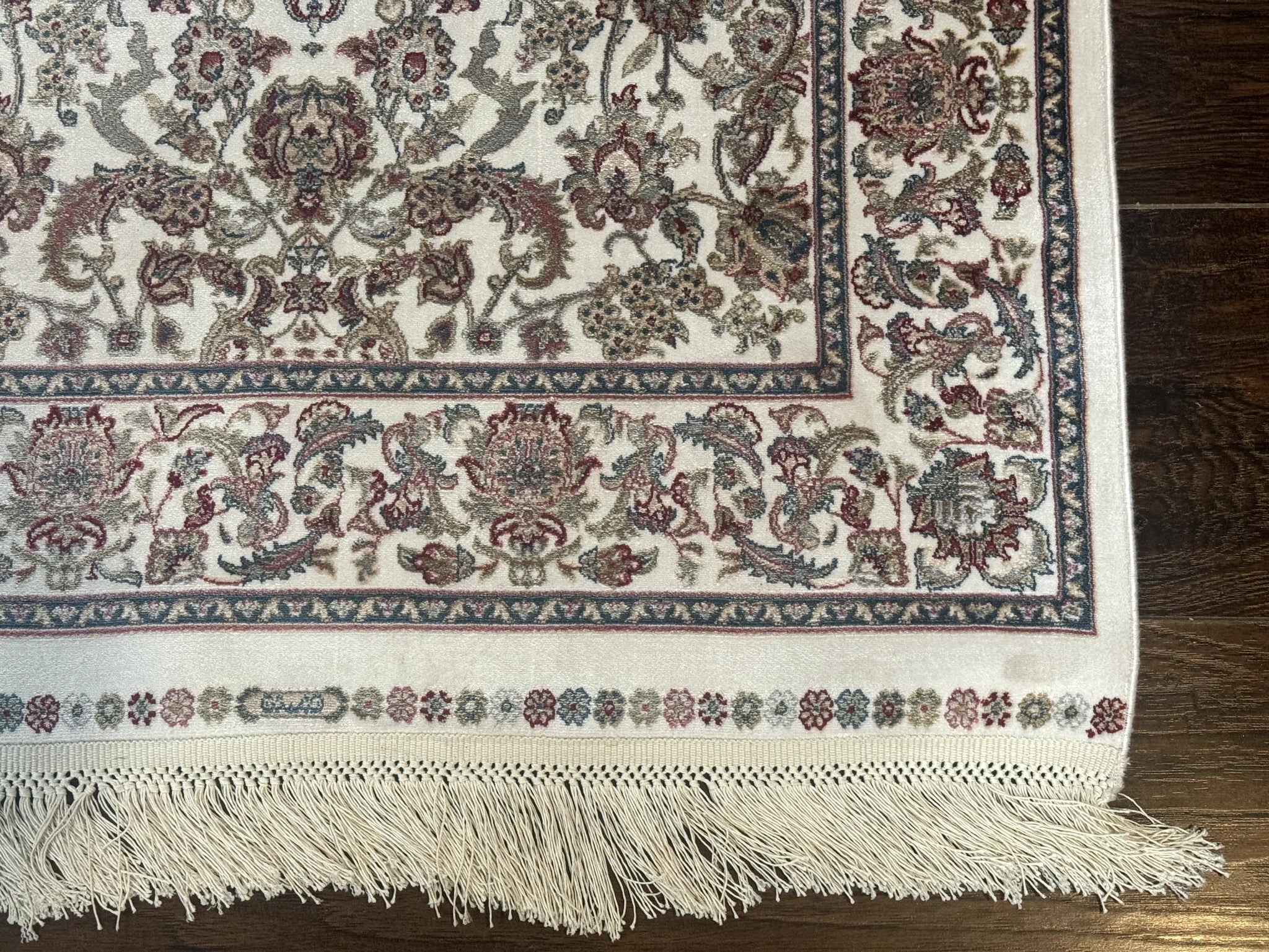 Small Turkish Silk Rug 2.6 x 4, Ivory, Allover Design, Bamboo Silk by Jewel Rugs