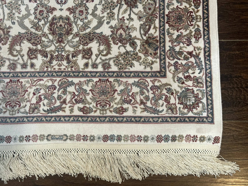 Small Turkish Silk Rug 2.6 x 4, Ivory, Allover Design, Bamboo Silk by Jewel Rugs