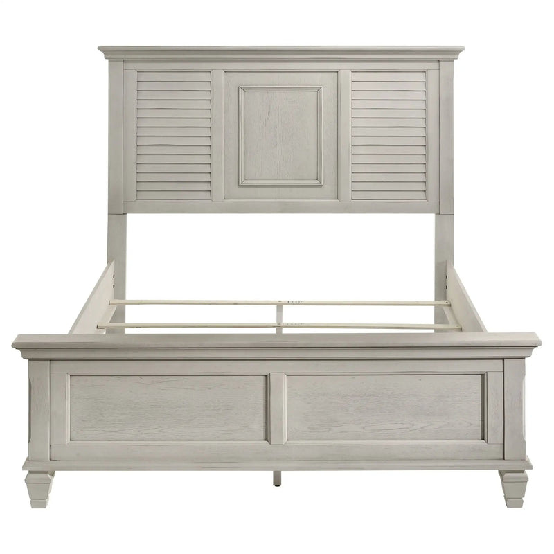 Franco Wood Queen Panel Bed Distressed White by Unique Piece Furniture