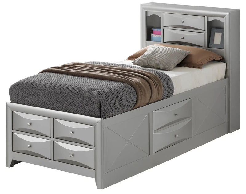 Modern Design Storage Bed With Bookcase Headboard by HouseOfZazla