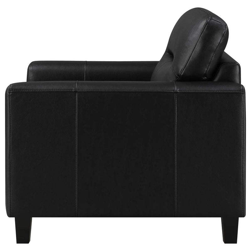 Scotland Faux Leather Upholstered Track Arm Chair Black by Unique Piece Furniture