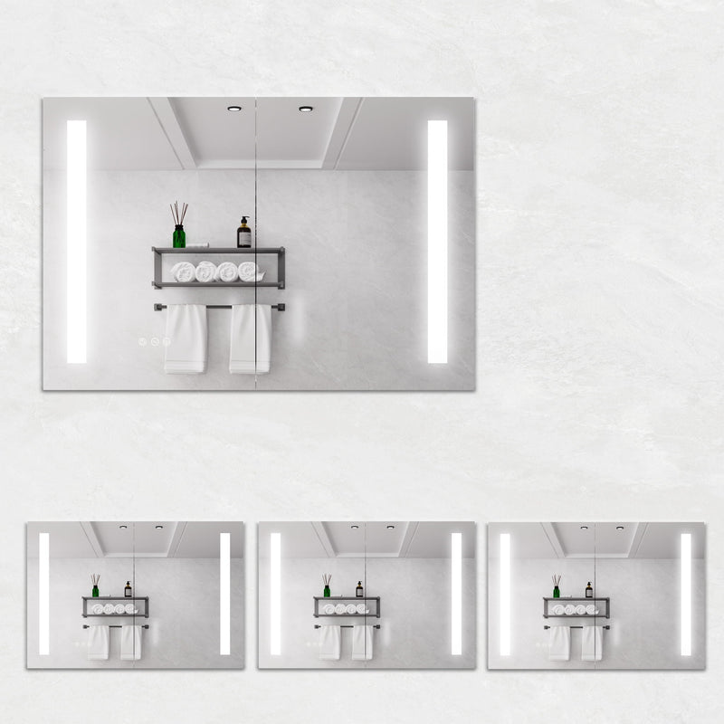 LED Medicine Cabinet With Mirror, Double Door With Defogger, Dimmer, Surface Mount by HouseOfZazla