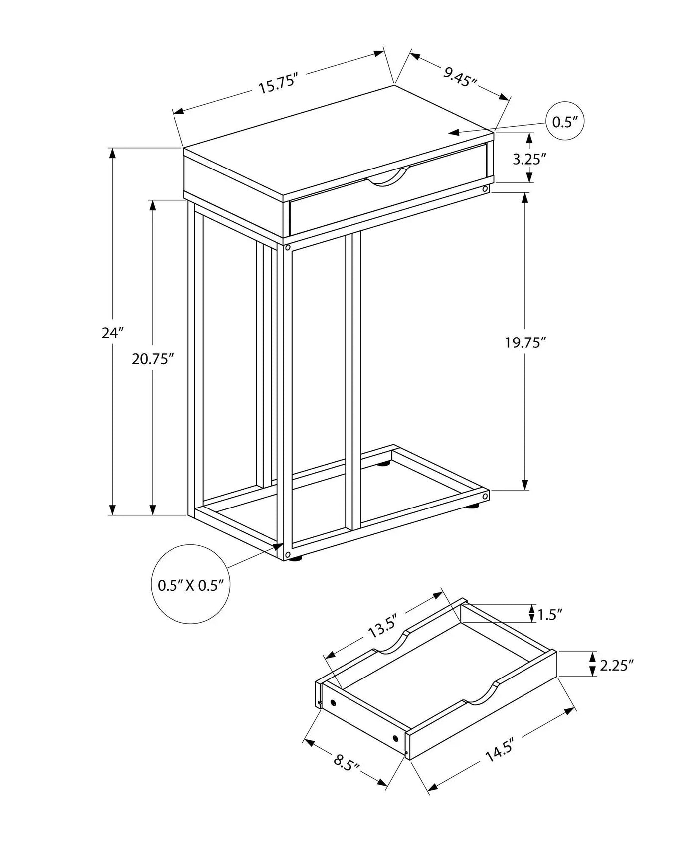 Accent Table, C - Shaped Contemporary & Modern Design by Unique Piece Furniture