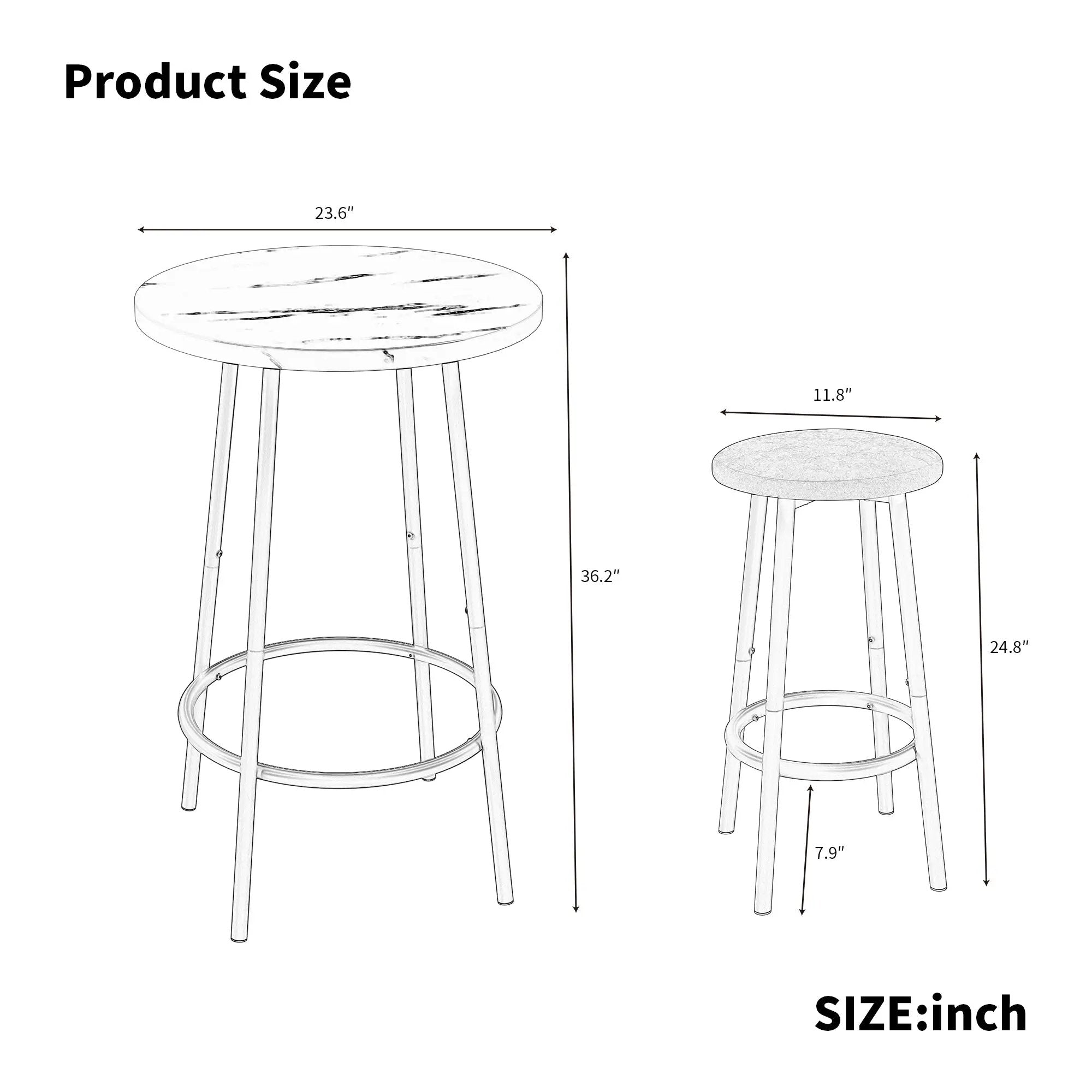 3-Piece Bar Table Set with 2 Bar Stools by HouseOfZazla