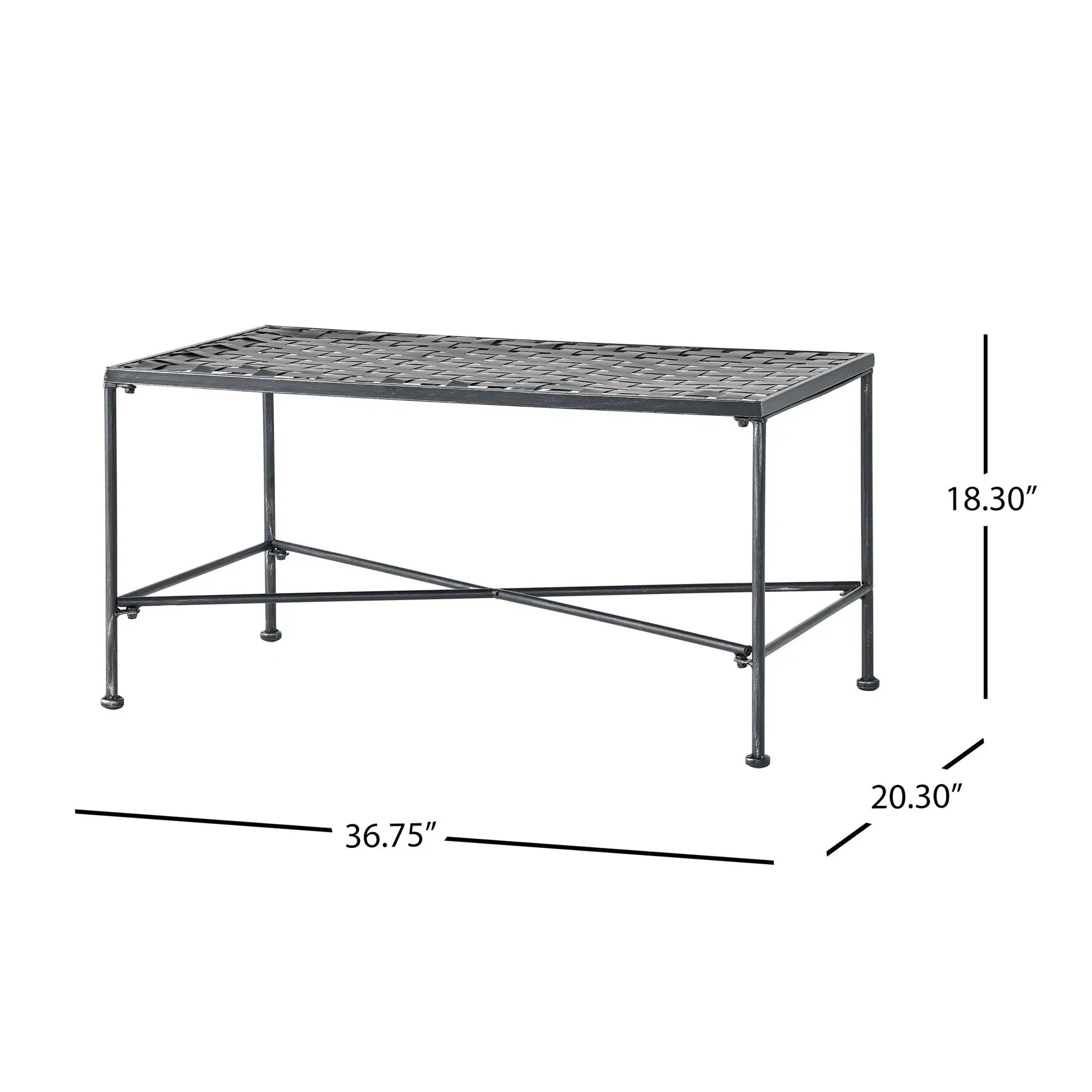 Luna Outdoor Iron Coffee Table - Black Brush Silver by HouseOfZazla