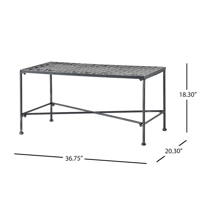Luna Outdoor Iron Coffee Table - Black Brush Silver by HouseOfZazla