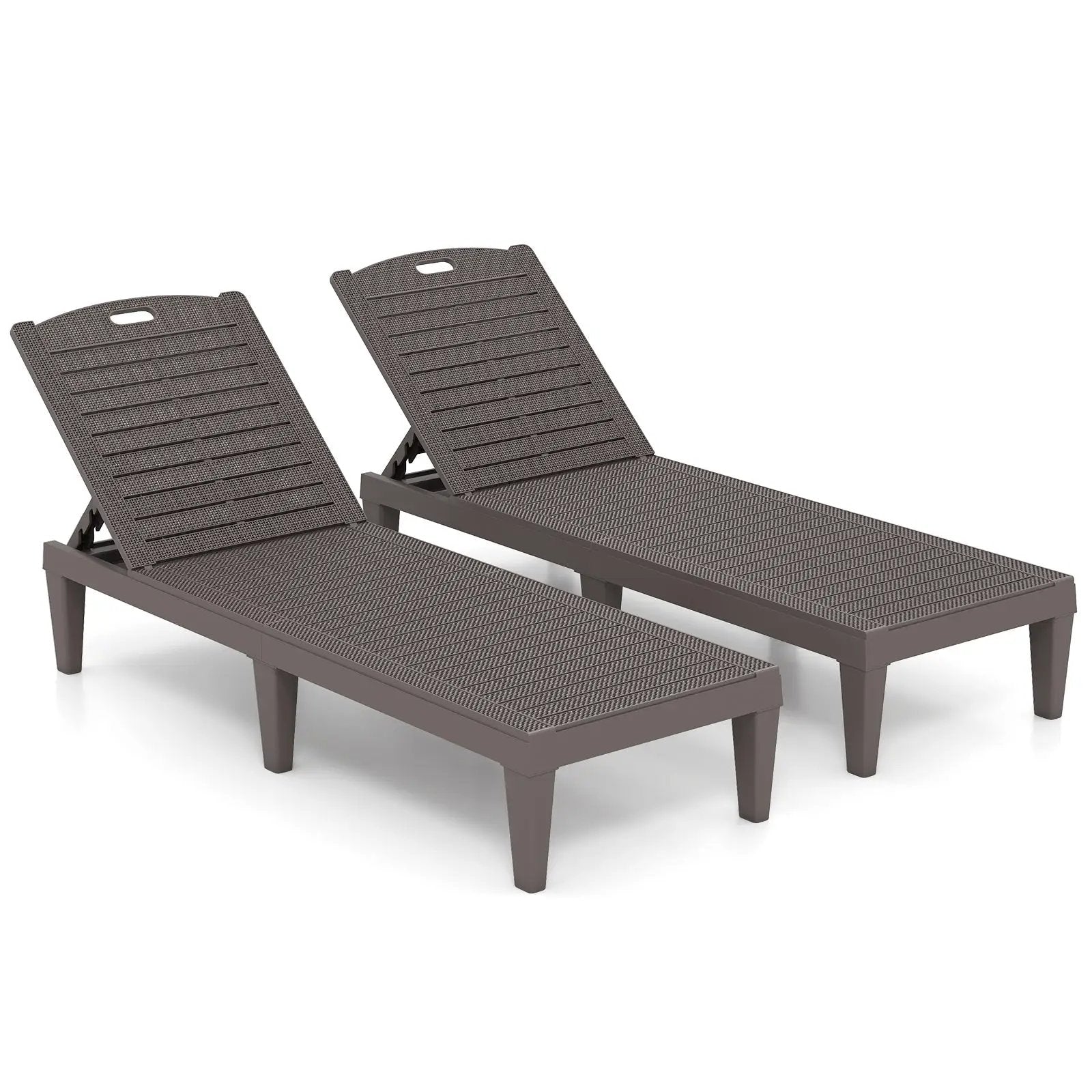 Outdoor PP Chaise Lounge Chairs Set of 2 with 4-Position Adjustable Backrests by DirectDeals