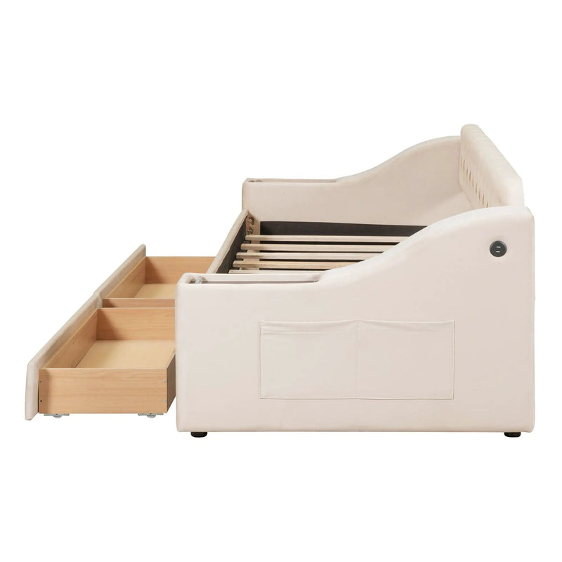 Upholstered Daybed With Storage Armrests And USB Port by Unique Piece Furniture