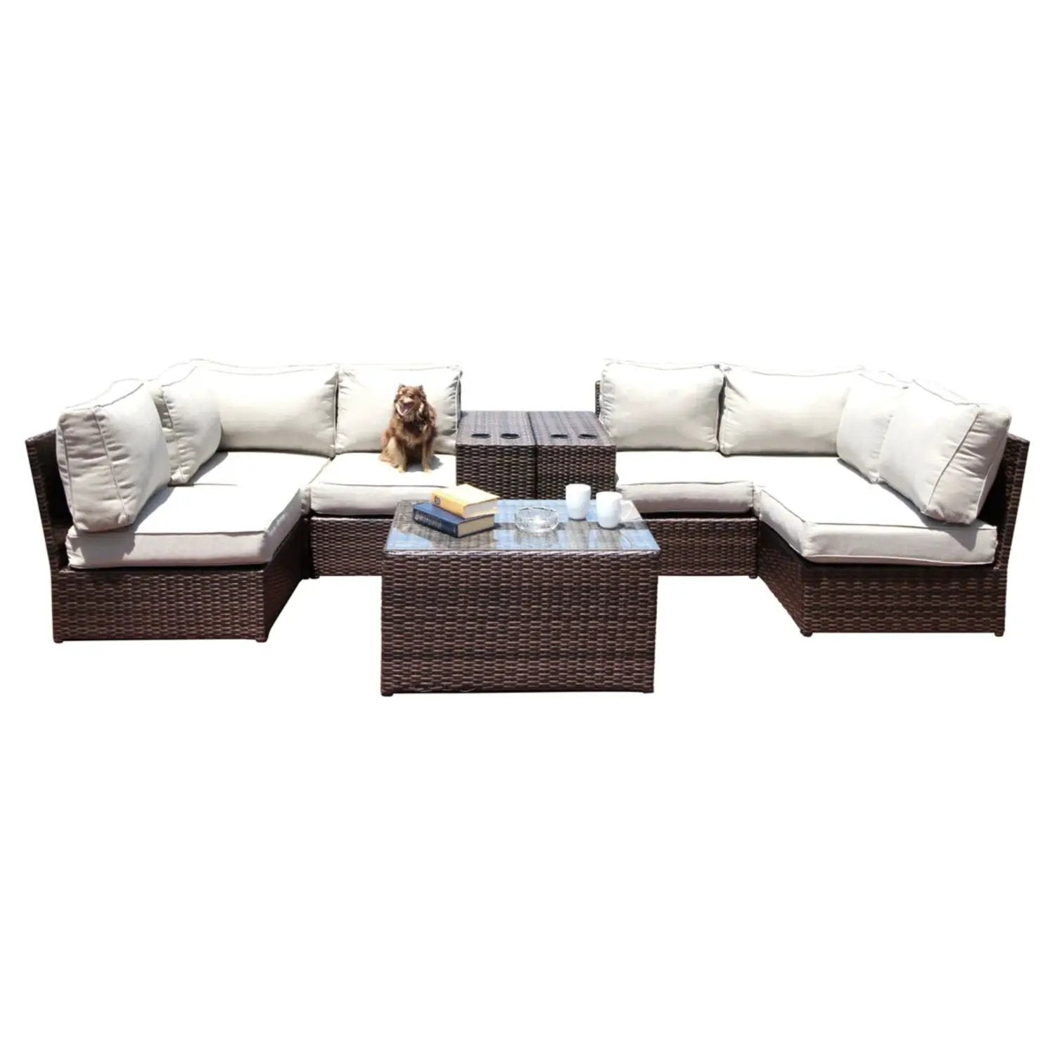 Comfortable Modern Patio Rattan Sectional Set With Cushions by Unique Piece Furniture