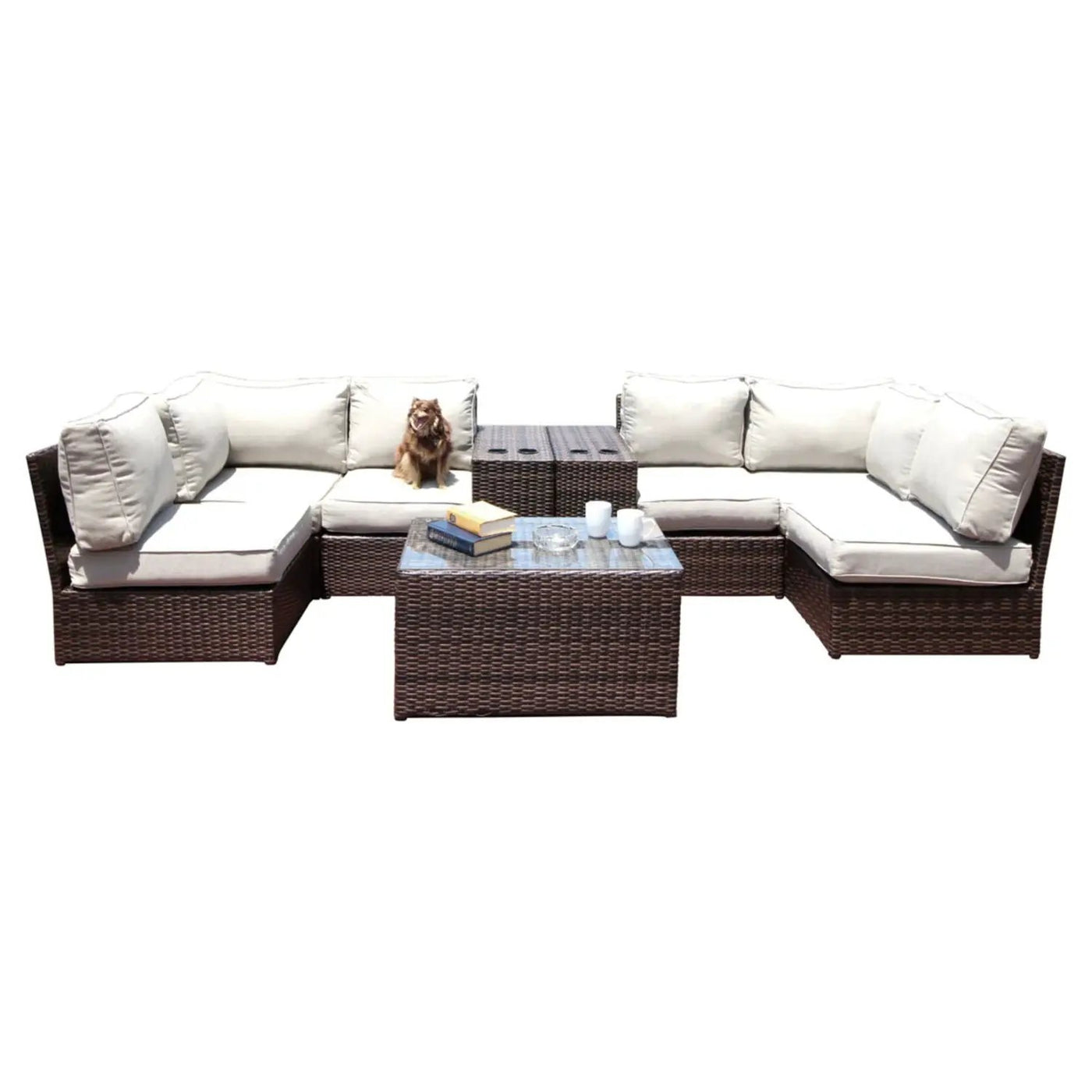 Comfortable Modern Patio Rattan Sectional Set With Cushions by HouseOfZazla