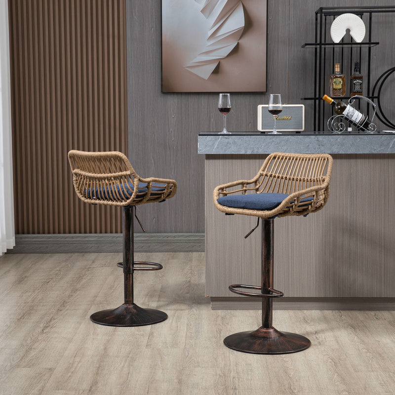 Modern Swivel Bar Stools Adjustable Counter Chairs With Footrest (Set of 2) by HouseOfZazla