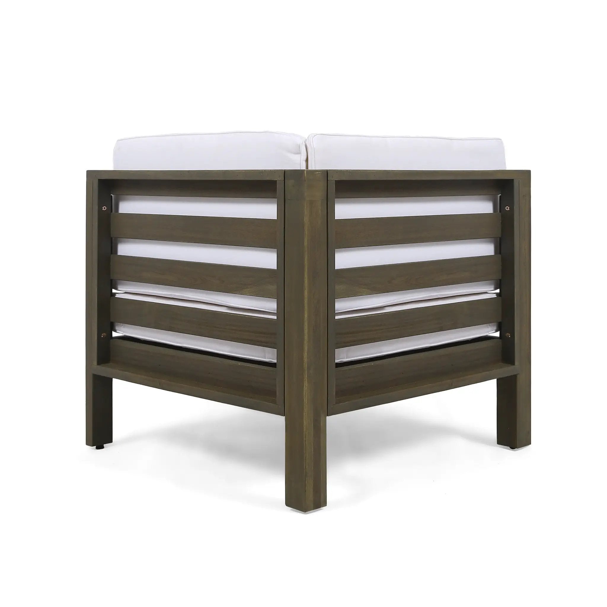 OANA Outdoor Wooden Sectional Set with Cushions, White by HouseOfZazla