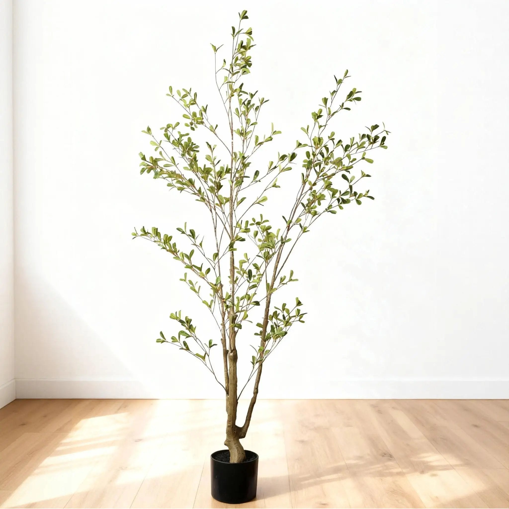 Lifelike Artificial Olive Tree With Plastic Pot For Home Living Room Decor - Green Leaves by HouseOfZazla