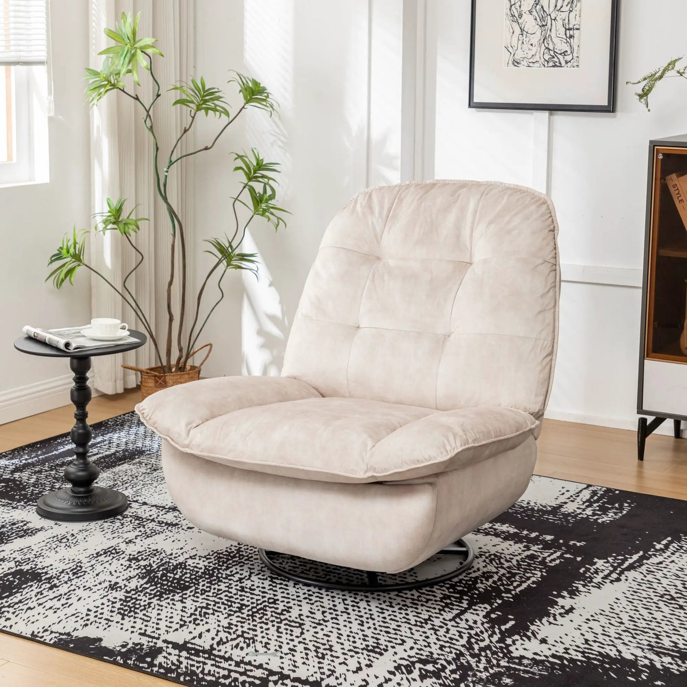 Modern Swivel Gliding Recliner Chair With Rocking Function And Phone Holder, Large Comfortable by HouseOfZazla