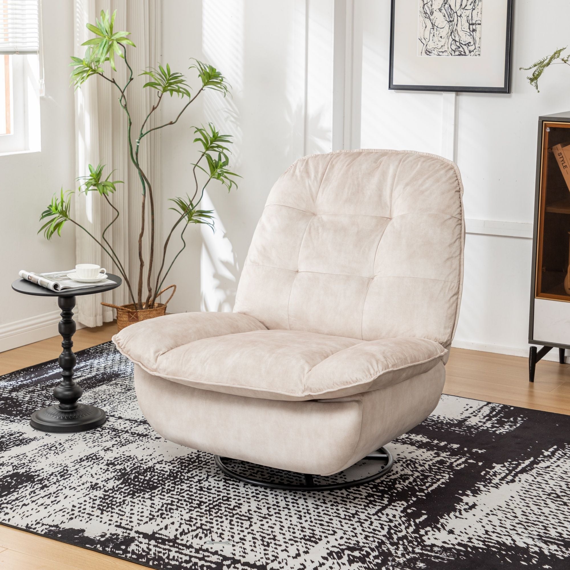 Modern Swivel Gliding Recliner Chair With Rocking Function And Phone Holder, Large Comfortable by HouseOfZazla