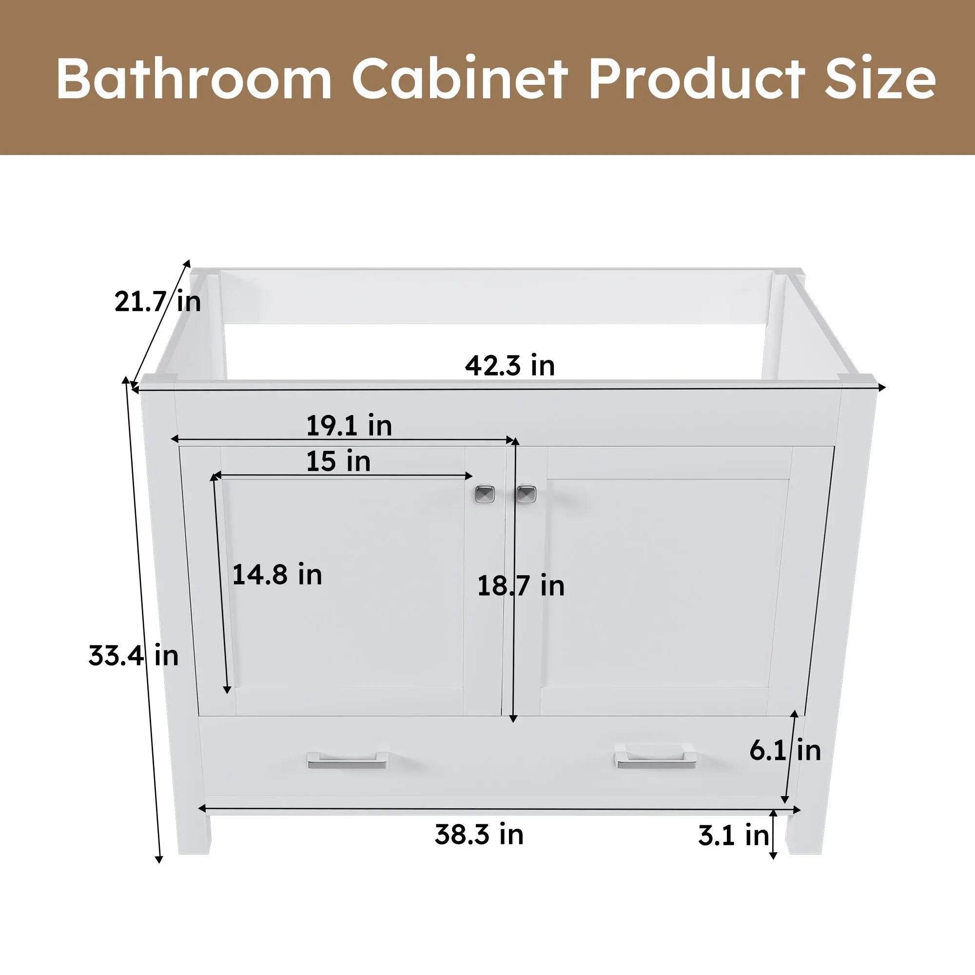42" Bathroom Vanity Base With Doors And Drawer - White by Unique Piece Furniture