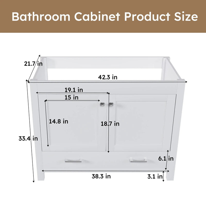 42" Bathroom Vanity Base With Doors And Drawer - White by Unique Piece Furniture