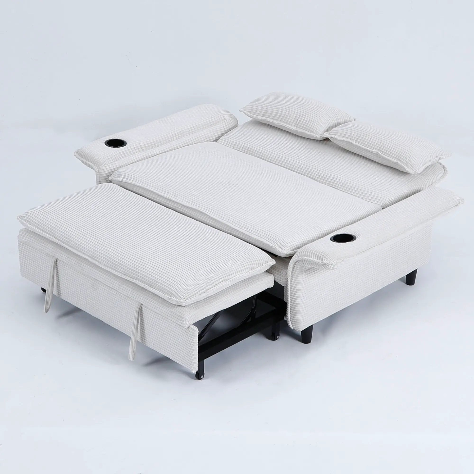Modern Fabric Multi-Functional Sofa Bed With Adjustable Armrests And Backrests by Unique Piece Furniture