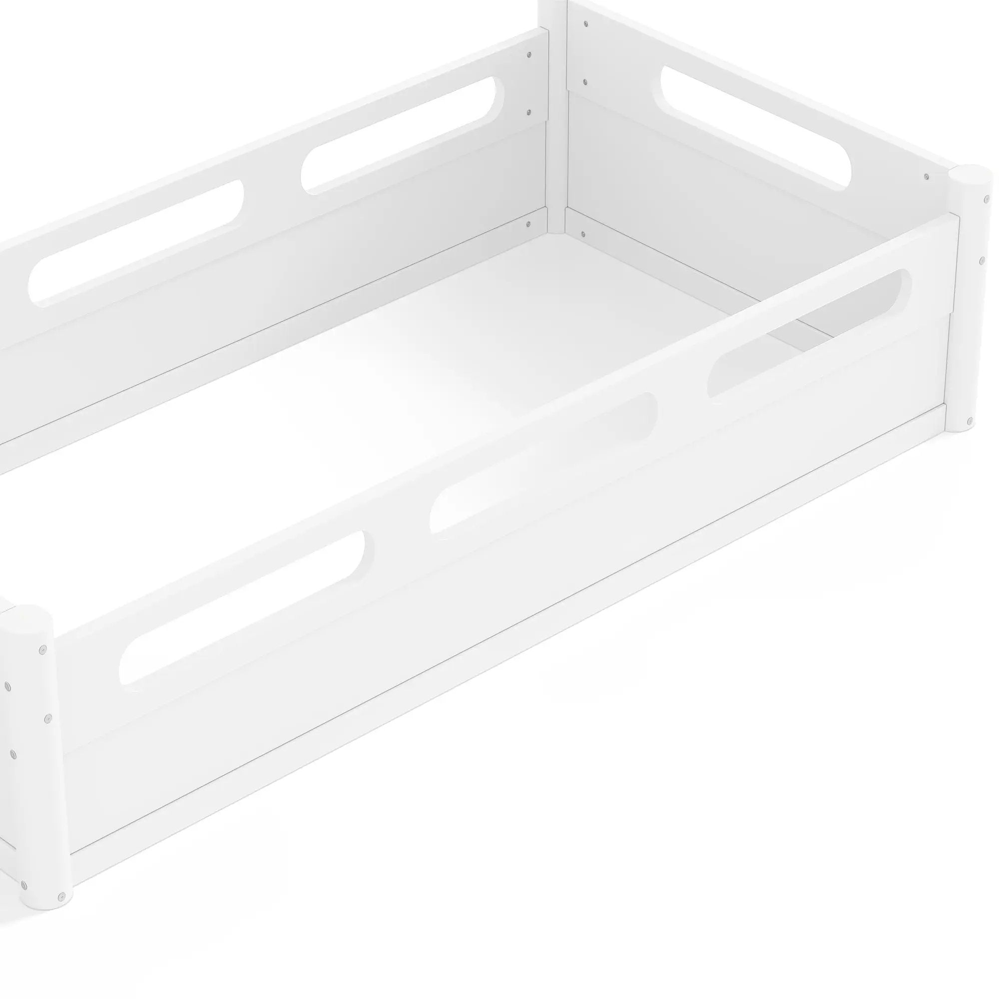 Twin Size Floor Platform Bed with Full-Length Guardrails by HouseOfZazla