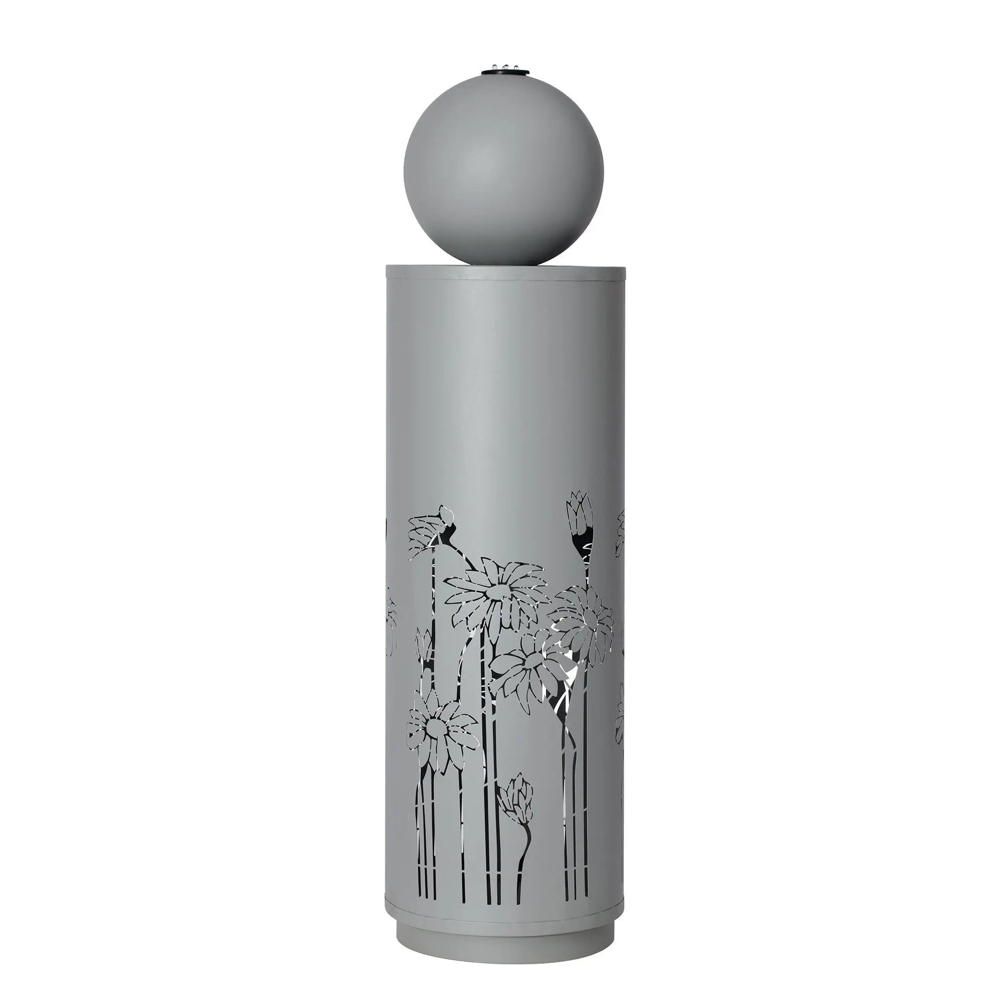 34.25'H Light Gray Metal Cutout Outdoor Water Fountain with LED Lights by HouseOfZazla