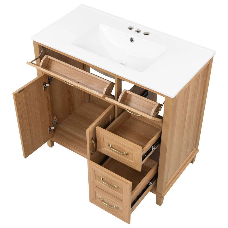 Bathroom Vanity With Sink, Soft Close Doors & Drawers - Wood by HouseOfZazla