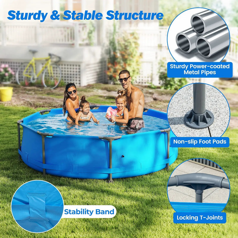 690/978/1158/1617 Gal Outdoor Family Swimming Pool with Metal Frame by DirectDeals