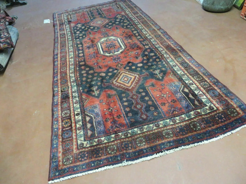 4' X 9' Antique Handmade Turkish Tribal Oriental Geometric Wool Rug # 605 by Jewel Rugs