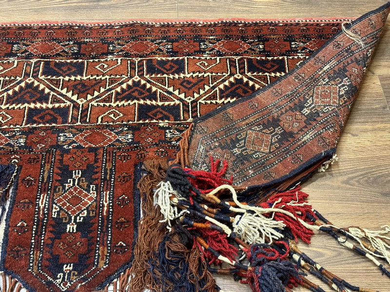 Antique Afghan Beshir Tent Header Textile Rug, Tribal Collectible, Wool by Jewel Rugs