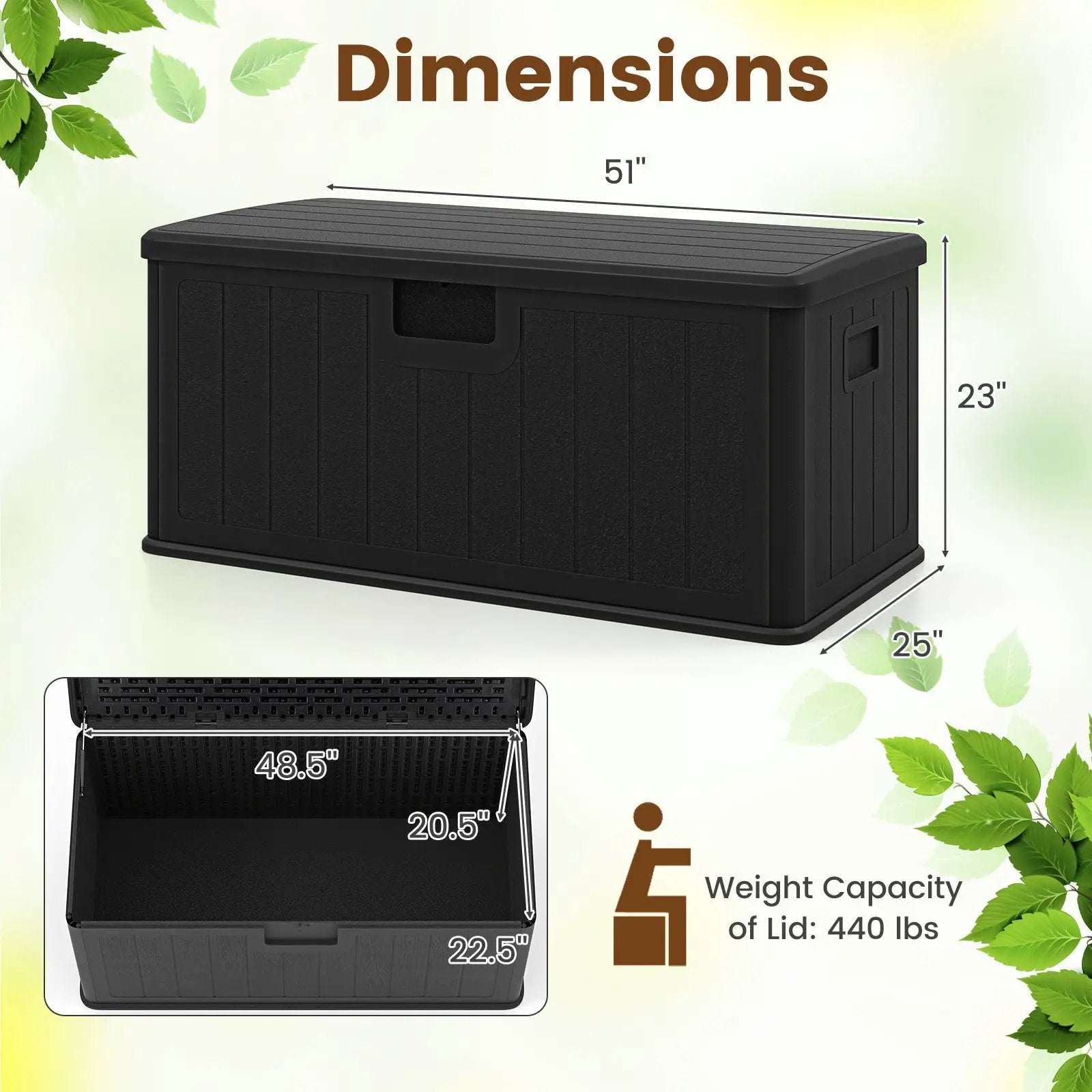 100 Gallon Large Deck Box with Lockable Lid for Patio by DirectDeals
