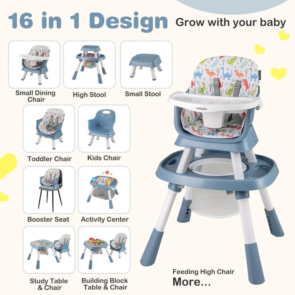 16-in-1 Baby High Chair with Activity Center and Booster Seat for Babies and Toddlers, photo 12 of 32