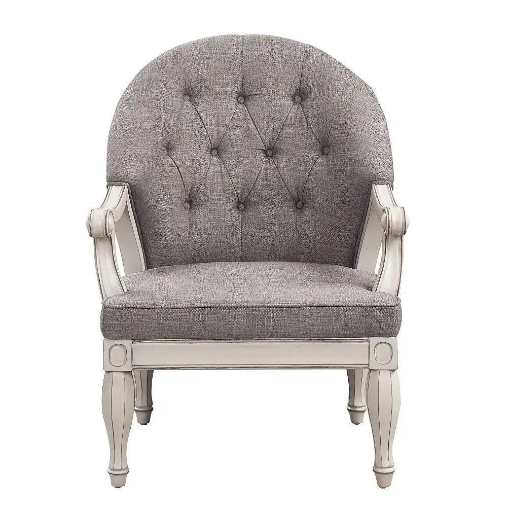 Florian - Chair - Gray Fabric & Antique White by Unique Piece Furniture