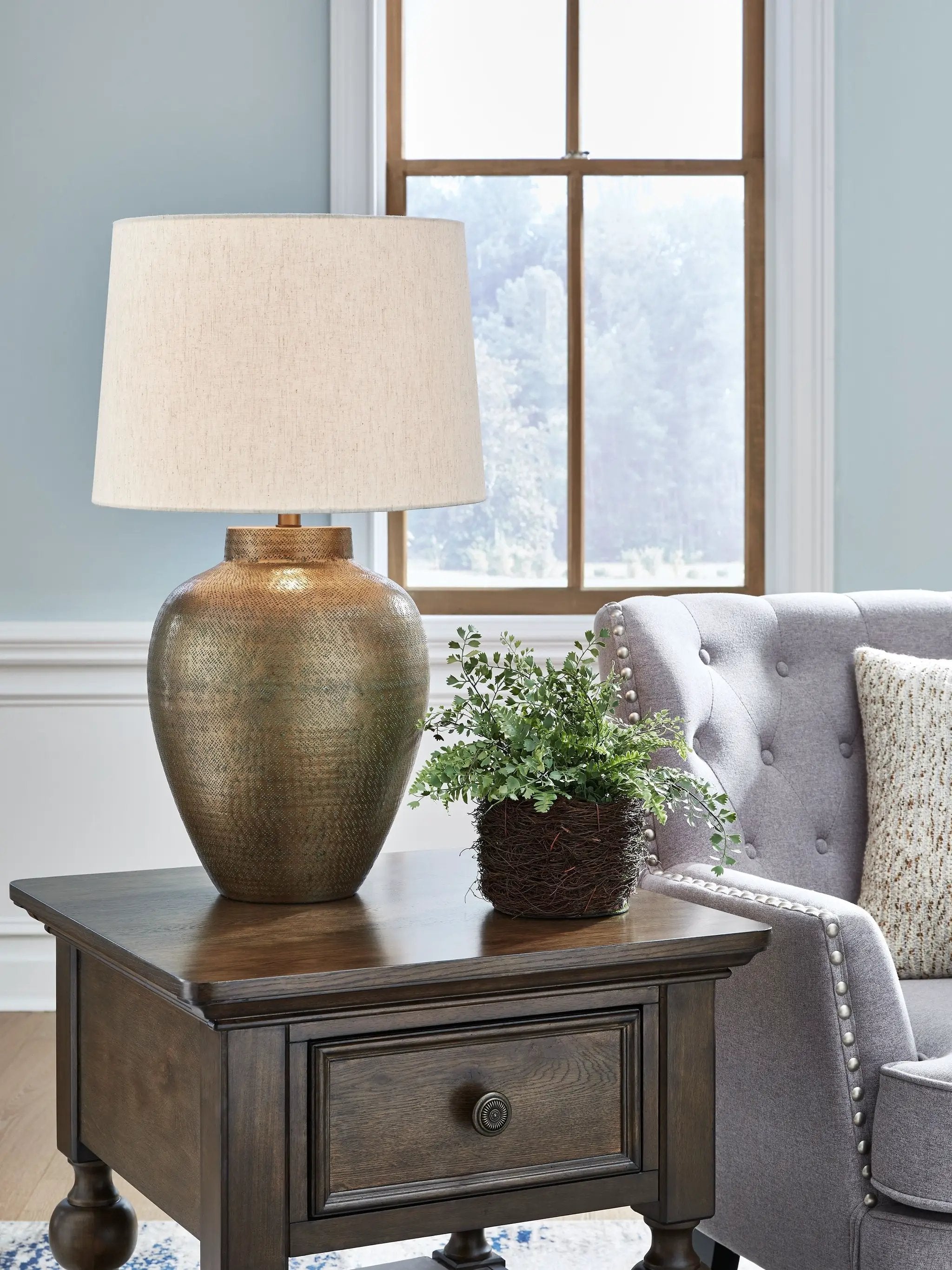 Madney - Metal Table Lamp - Antique Gold Finish by Unique Piece Furniture