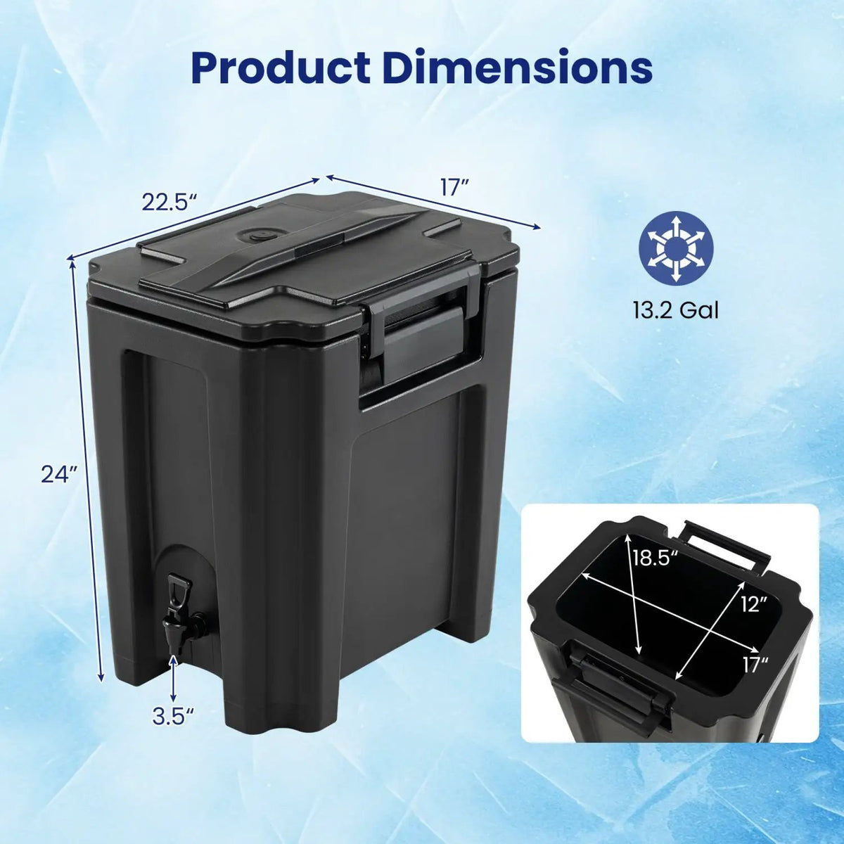 13.2 Gal Insulated Beverage Dispenser Commercial with Two-Stage Faucet, photo 27 of 32