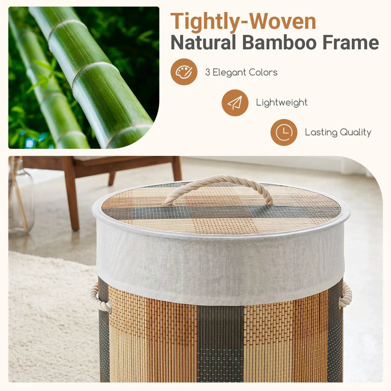 13.2 Gallon Bamboo Laundry Hamper with Removable Liner by DirectDeals